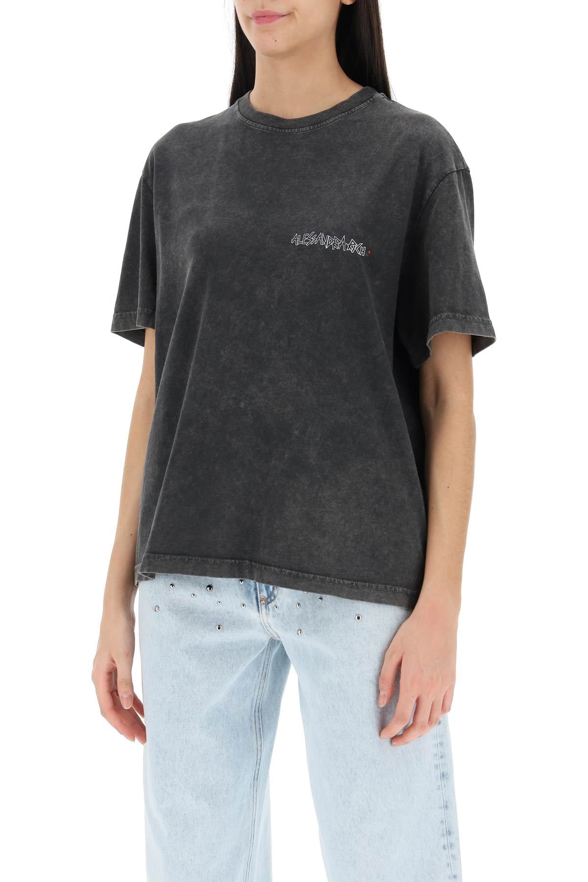 Alessandra rich oversized t-shirt with print and rhinestones-3