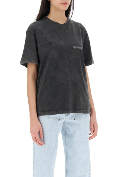 Alessandra rich oversized t-shirt with print and rhinestones-1