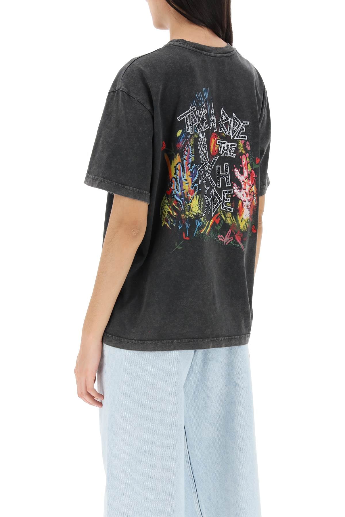 Alessandra rich oversized t-shirt with print and rhinestones-2