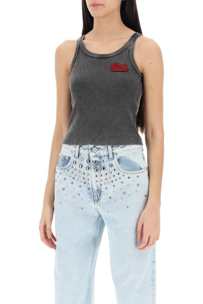 Alessandra rich ribbed tank top with logo patch-3