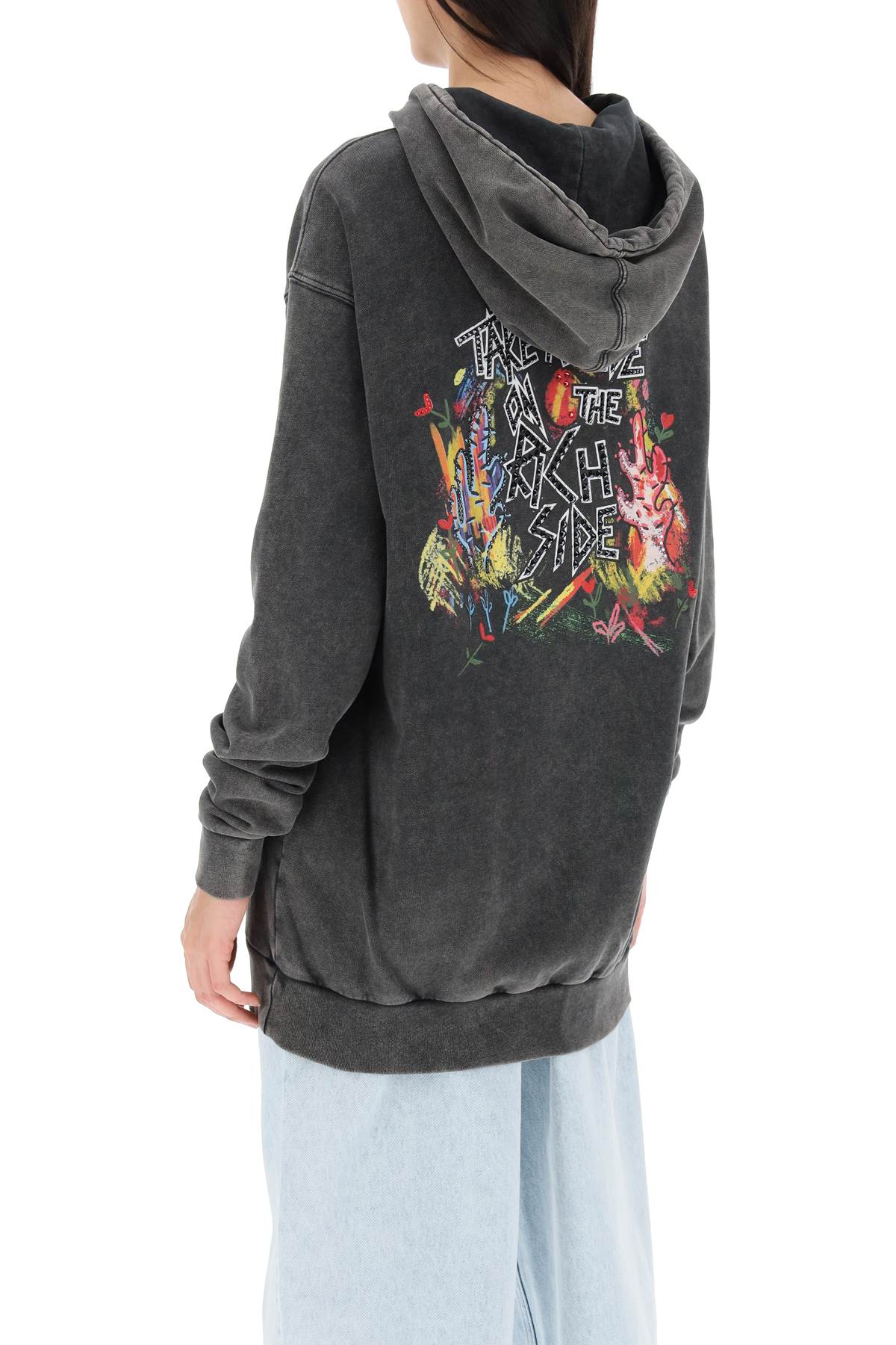 Alessandra rich oversized hoodie with print and rhinestones-2