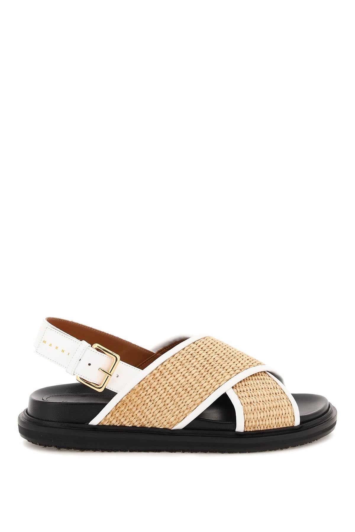 Marni leather and raffia fussbett sandals-0