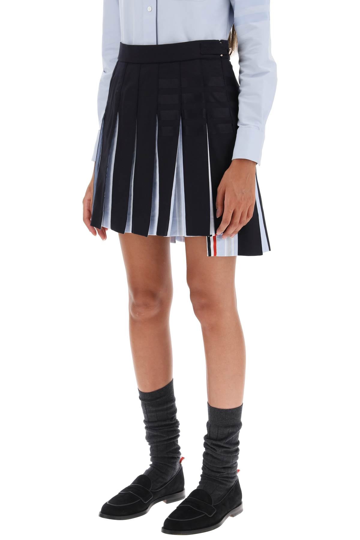 Thom browne 4-bar pleated mini skirt-3