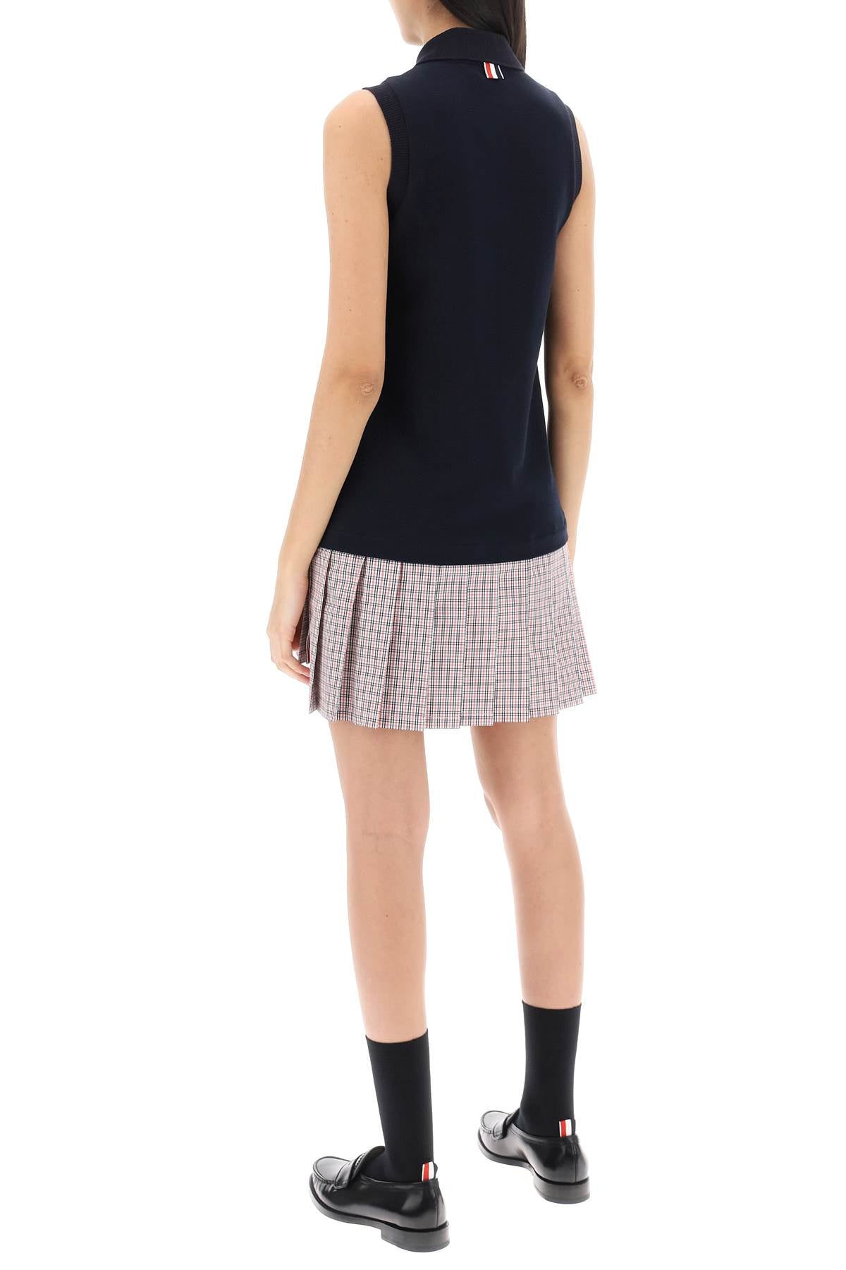 Thom browne mini polo-style dress with pleated bottom.-2