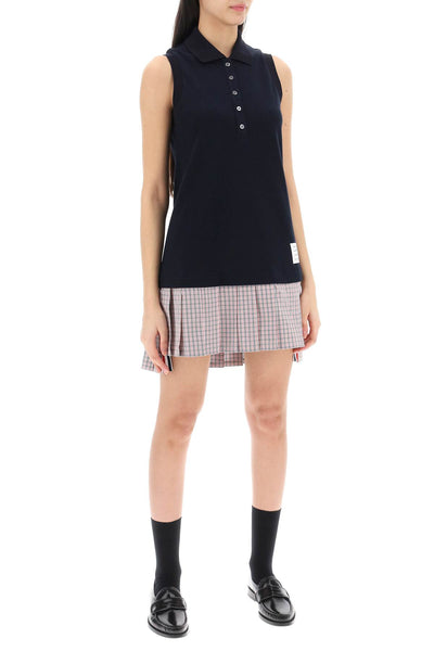 Thom browne mini polo-style dress with pleated bottom.-1