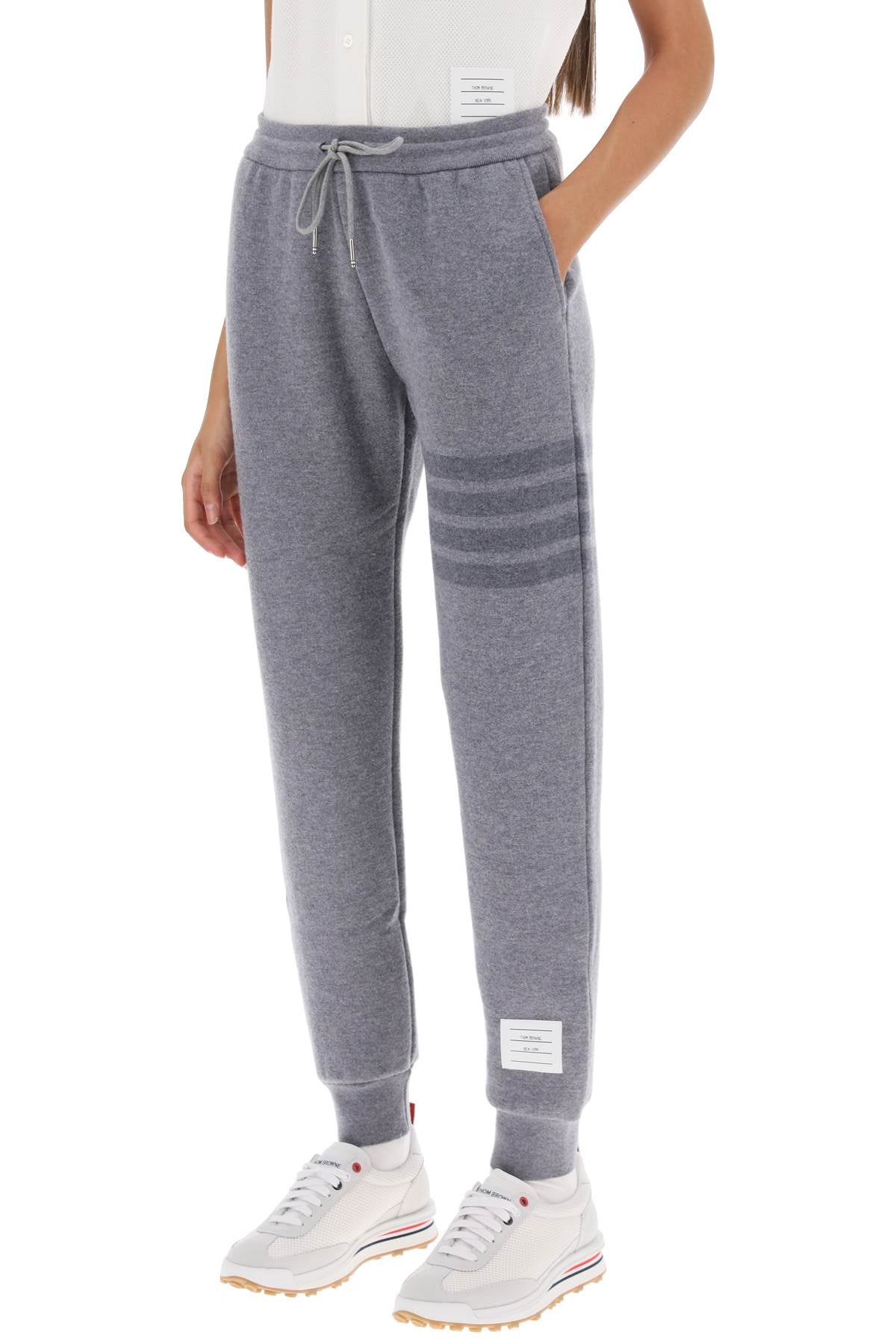 Thom browne knitted joggers with 4-bar motif-3