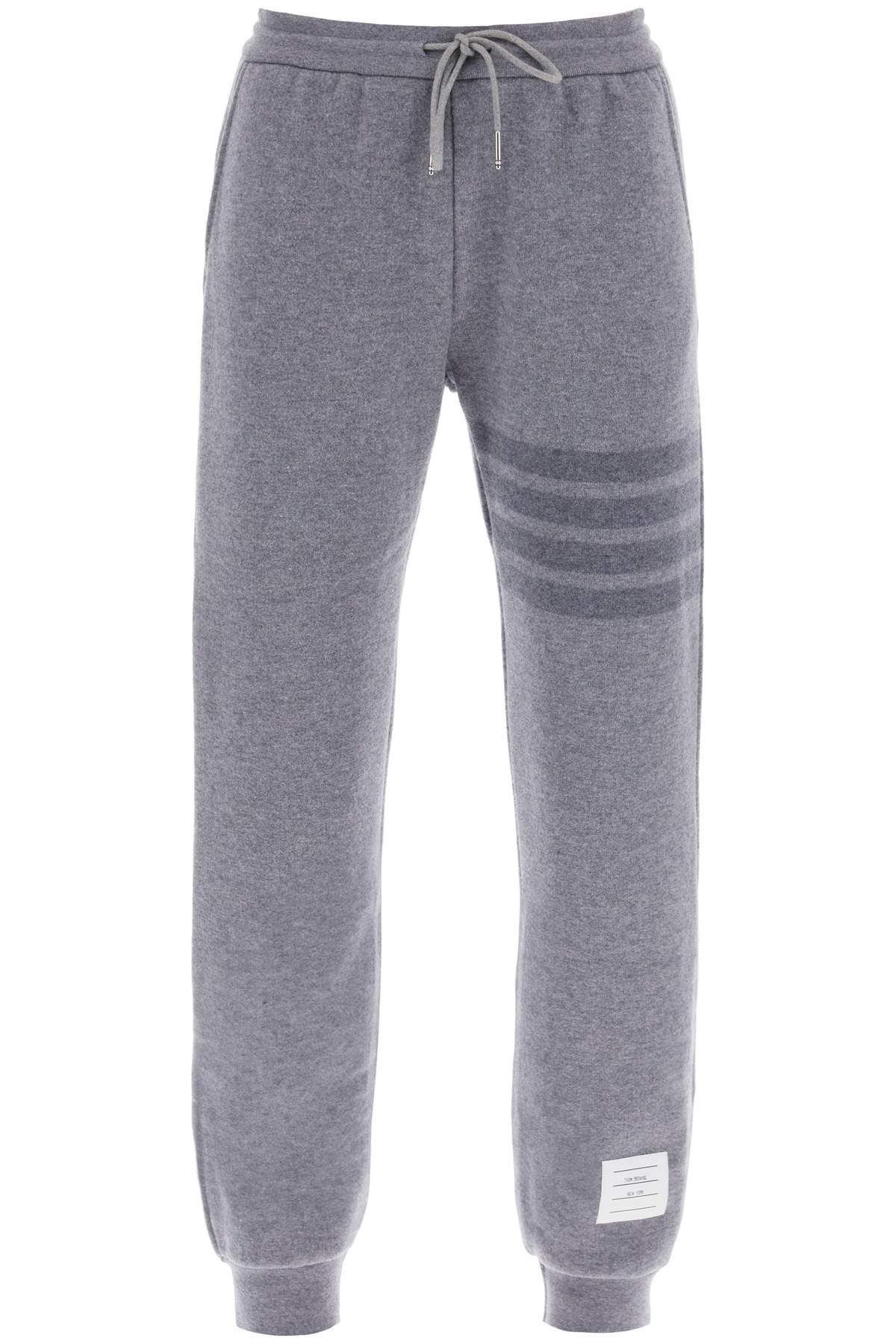 Thom browne knitted joggers with 4-bar motif-0