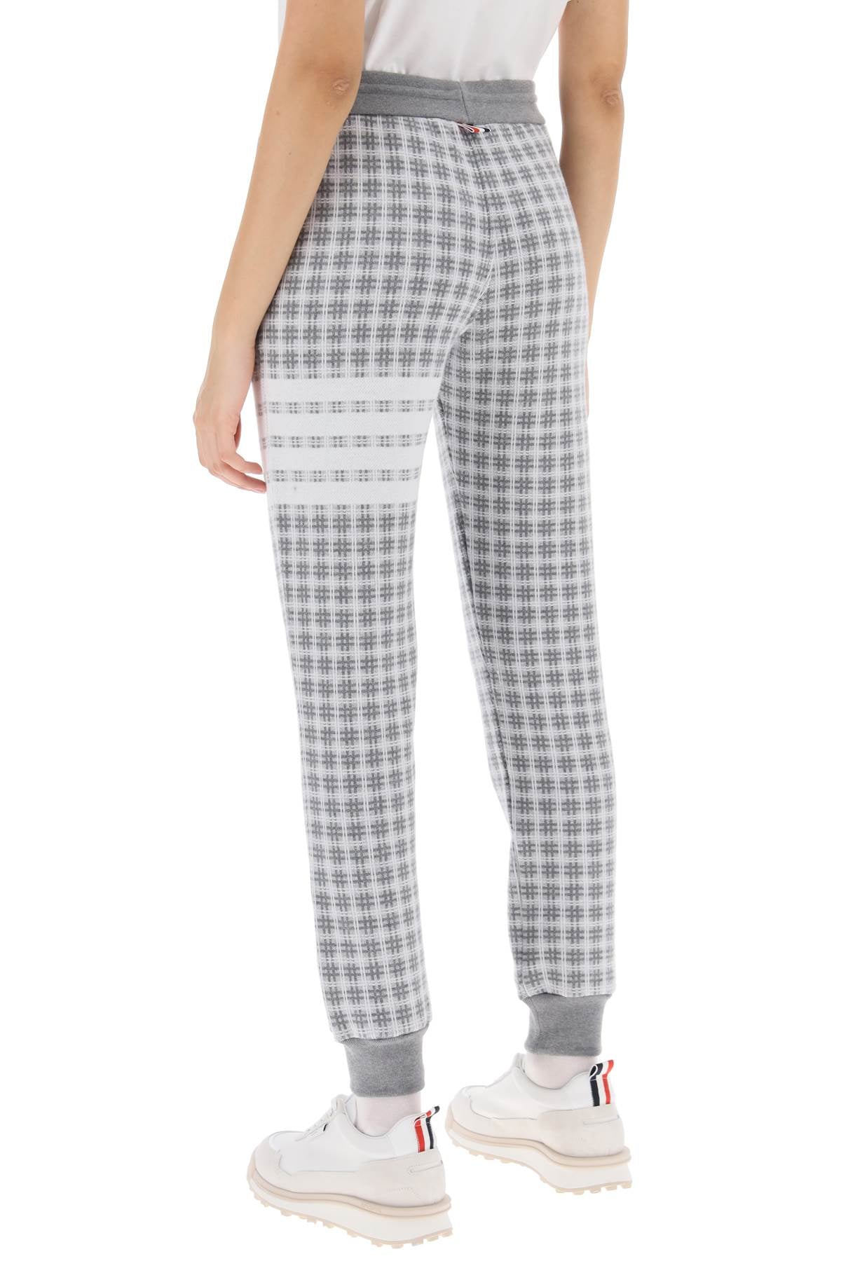 Thom browne 4-bar joggers in check knit-2