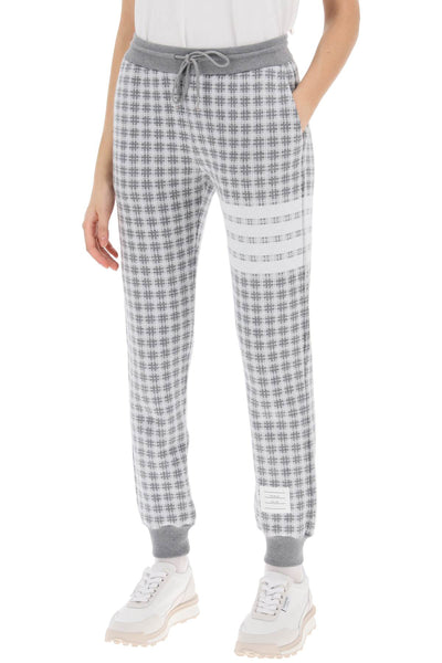Thom browne 4-bar joggers in check knit-3