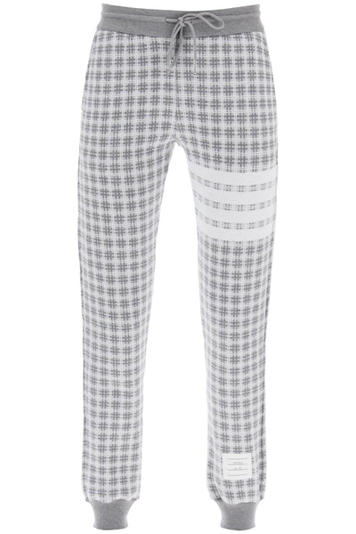 Thom browne 4-bar joggers in check knit-0