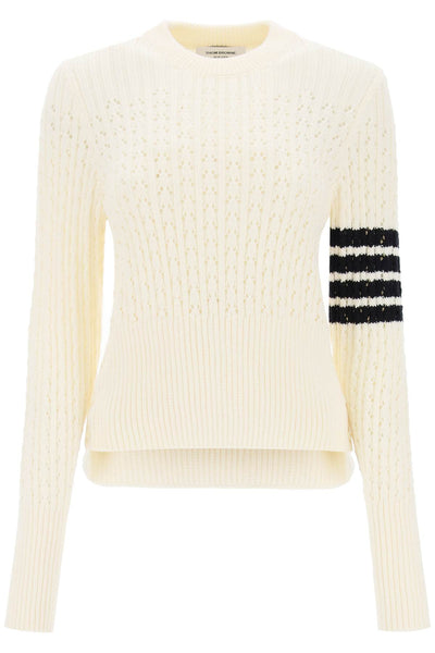 Thom browne pointelle stitch merino wool 4-bar sweater-0