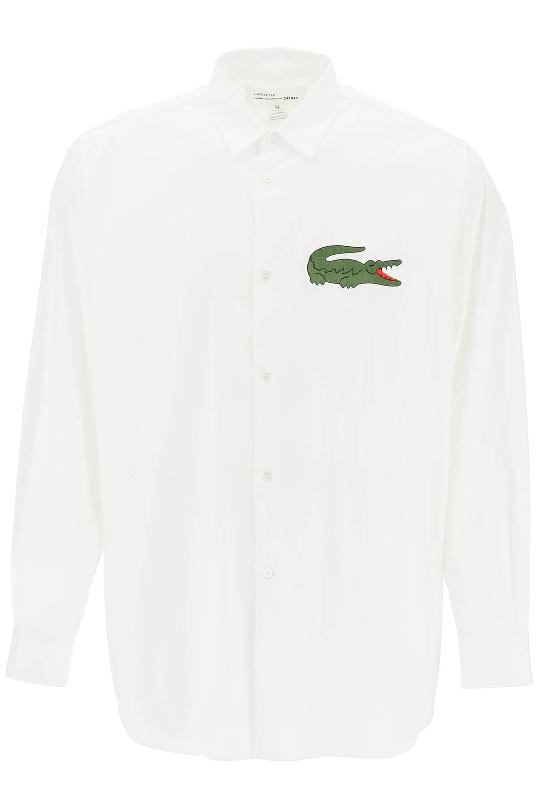 Comme des garcons shirt x lacoste oversized shirt with maxi patch-0