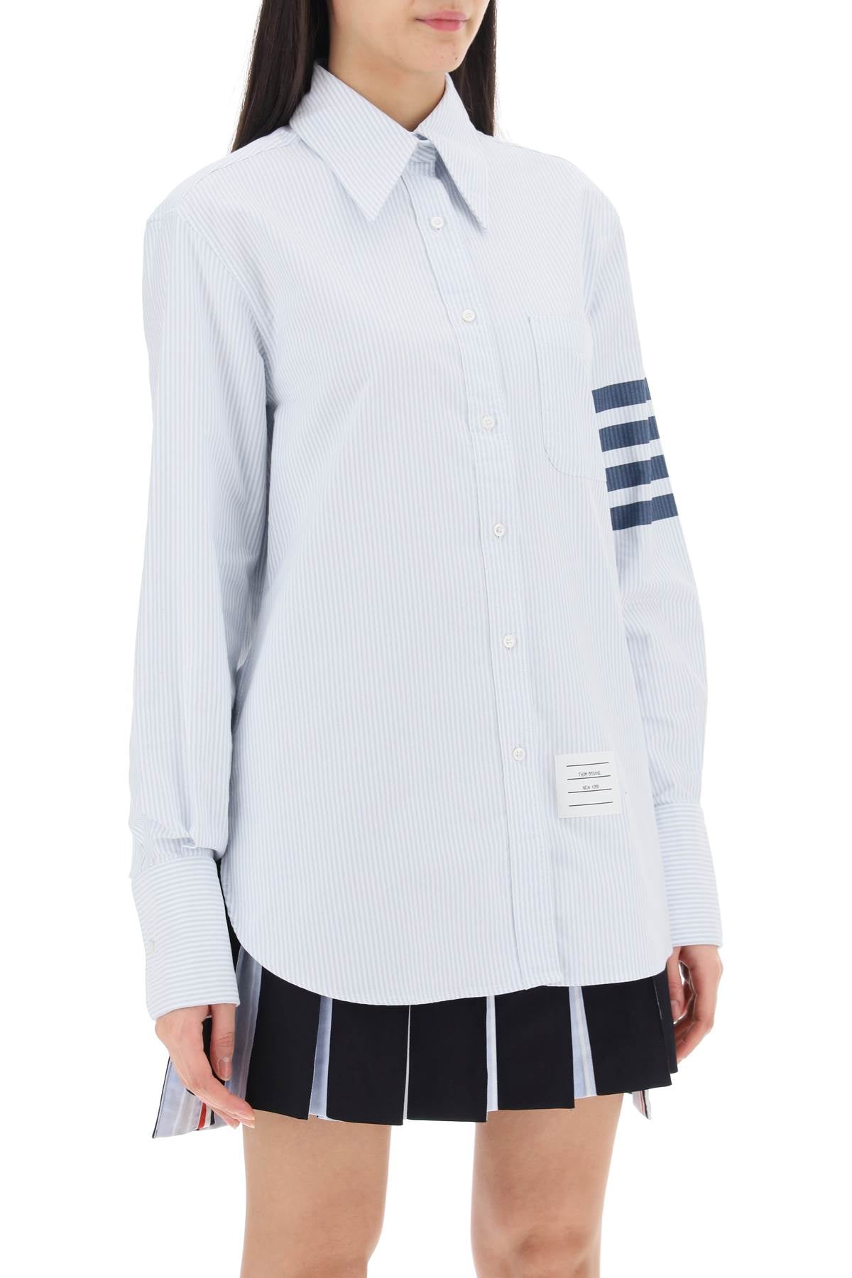 Thom browne striped oxford shirt with pointed collar-1