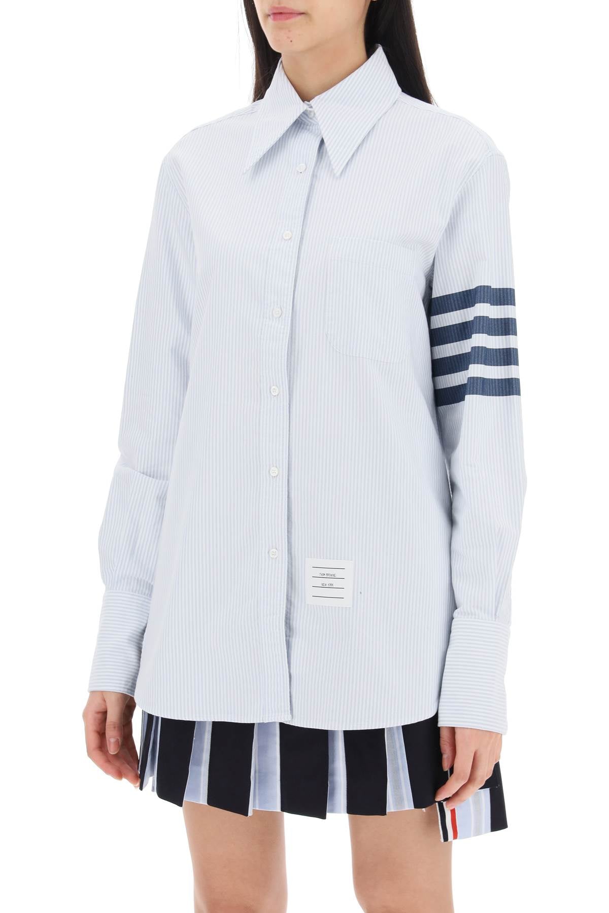 Thom browne striped oxford shirt with pointed collar-3