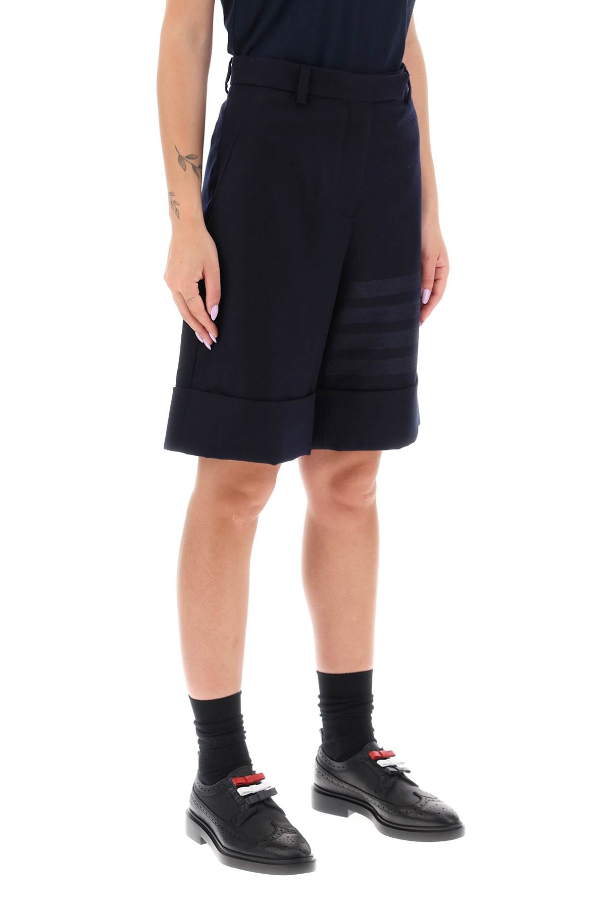 Thom browne shorts in flannel with 4-bar motif-1