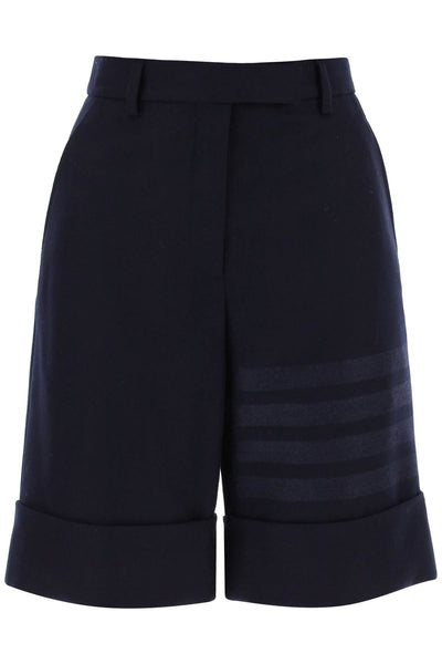 Thom browne shorts in flannel with 4-bar motif-0