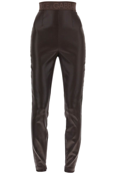 Dolce & gabbana coated look stretch satin leggings-0