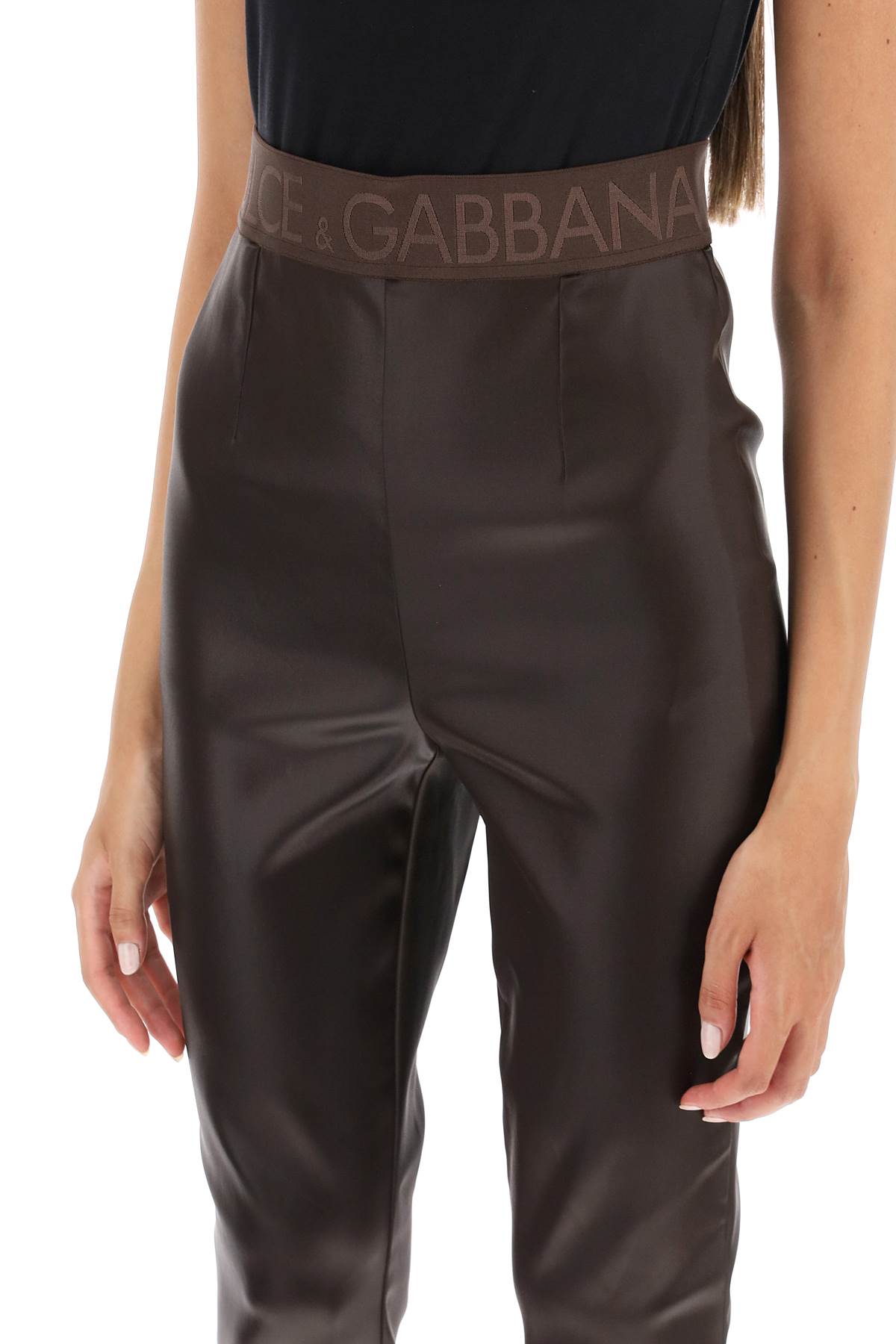 Dolce & gabbana coated look stretch satin leggings-3