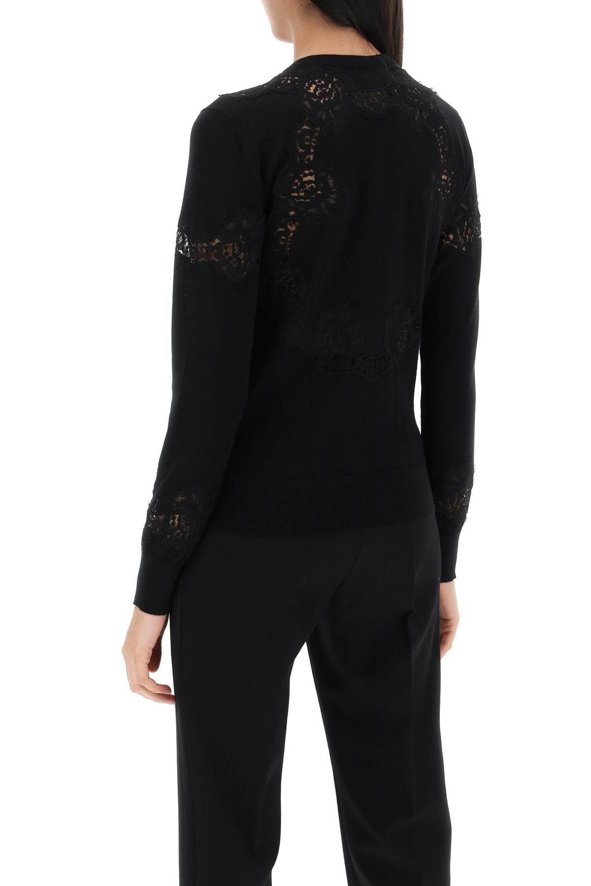 Dolce & gabbana lace-insert cardigan with eight-2