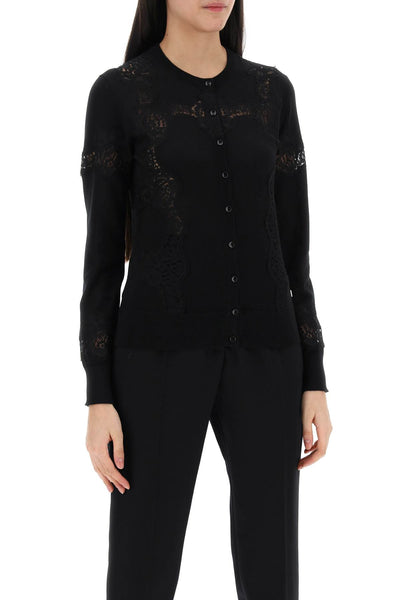 Dolce & gabbana lace-insert cardigan with eight-1