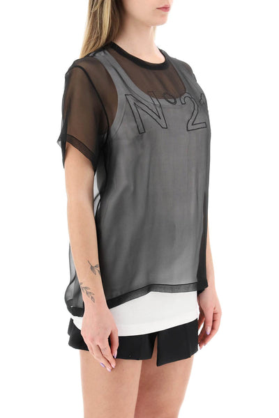 N.21 georgette t-shirt with logo-1