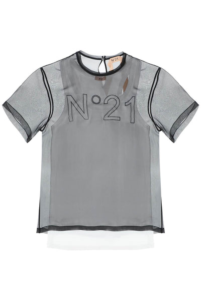 N.21 georgette t-shirt with logo-0