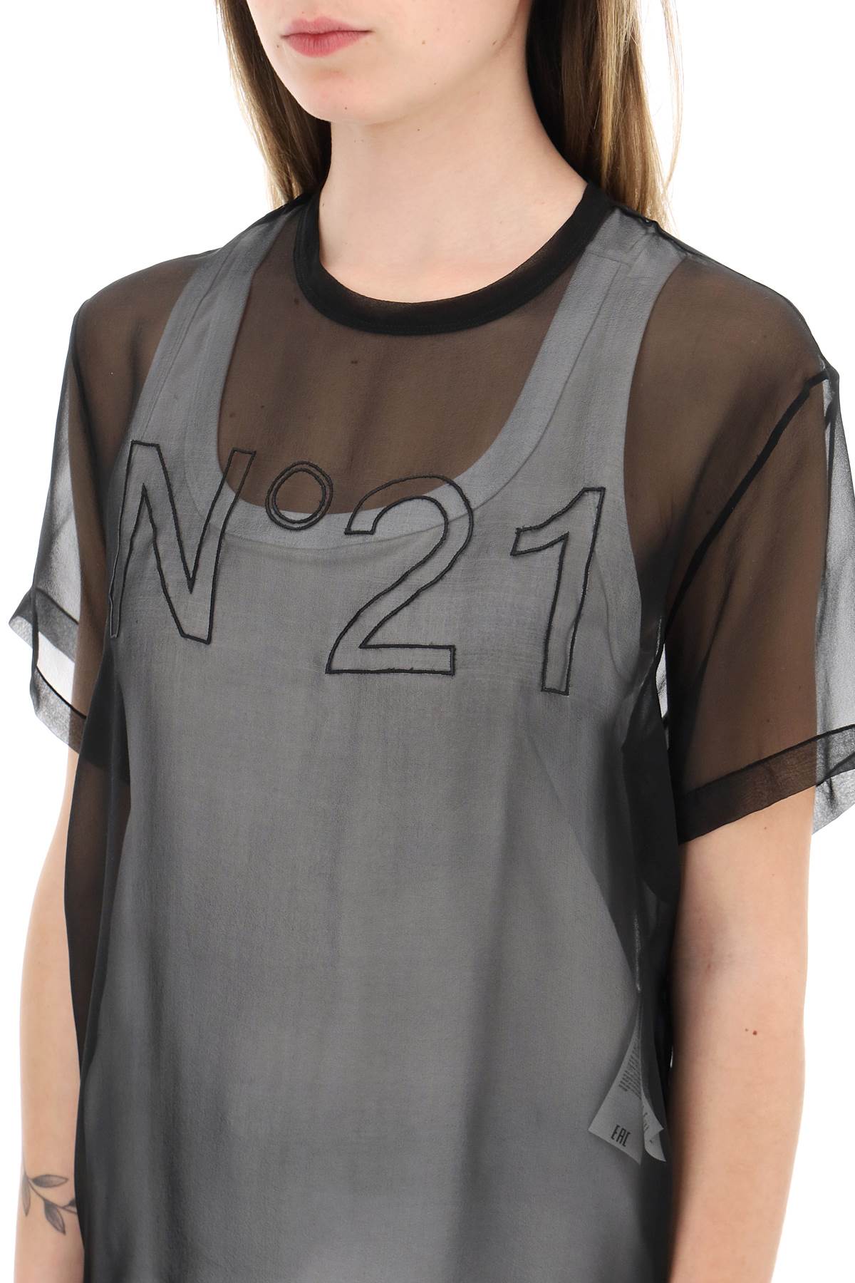 N.21 georgette t-shirt with logo-3