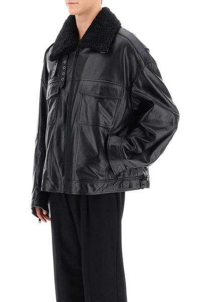 Dolce & gabbana leather-and-fur biker jacket-3
