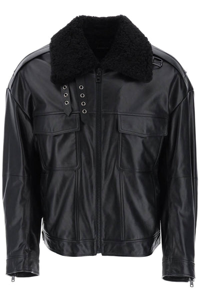 Dolce & gabbana leather-and-fur biker jacket-0