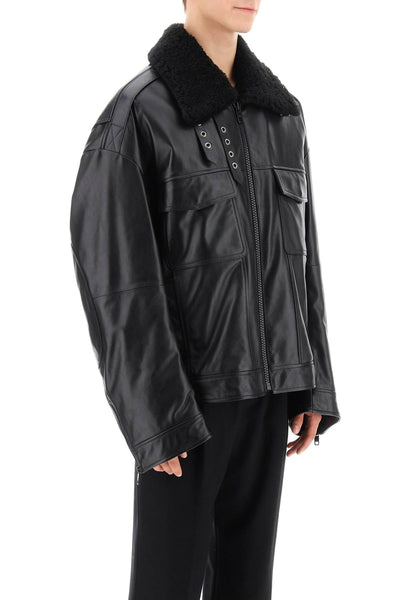 Dolce & gabbana leather-and-fur biker jacket-1
