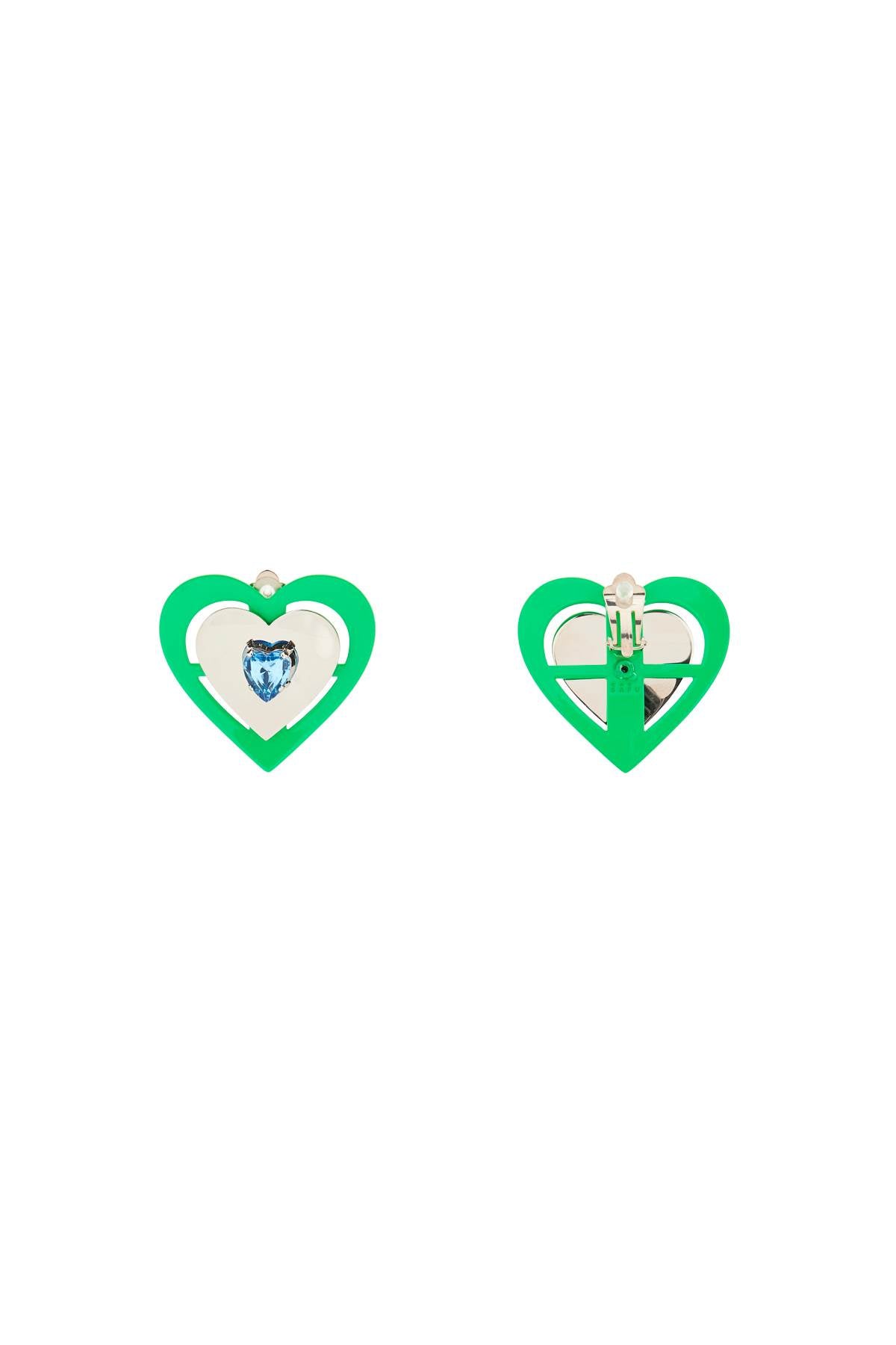 Saf safu 'green neon heart' clip-on earrings-1