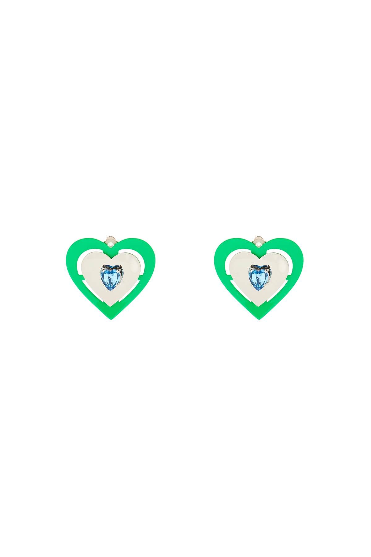 Saf safu 'green neon heart' clip-on earrings-0
