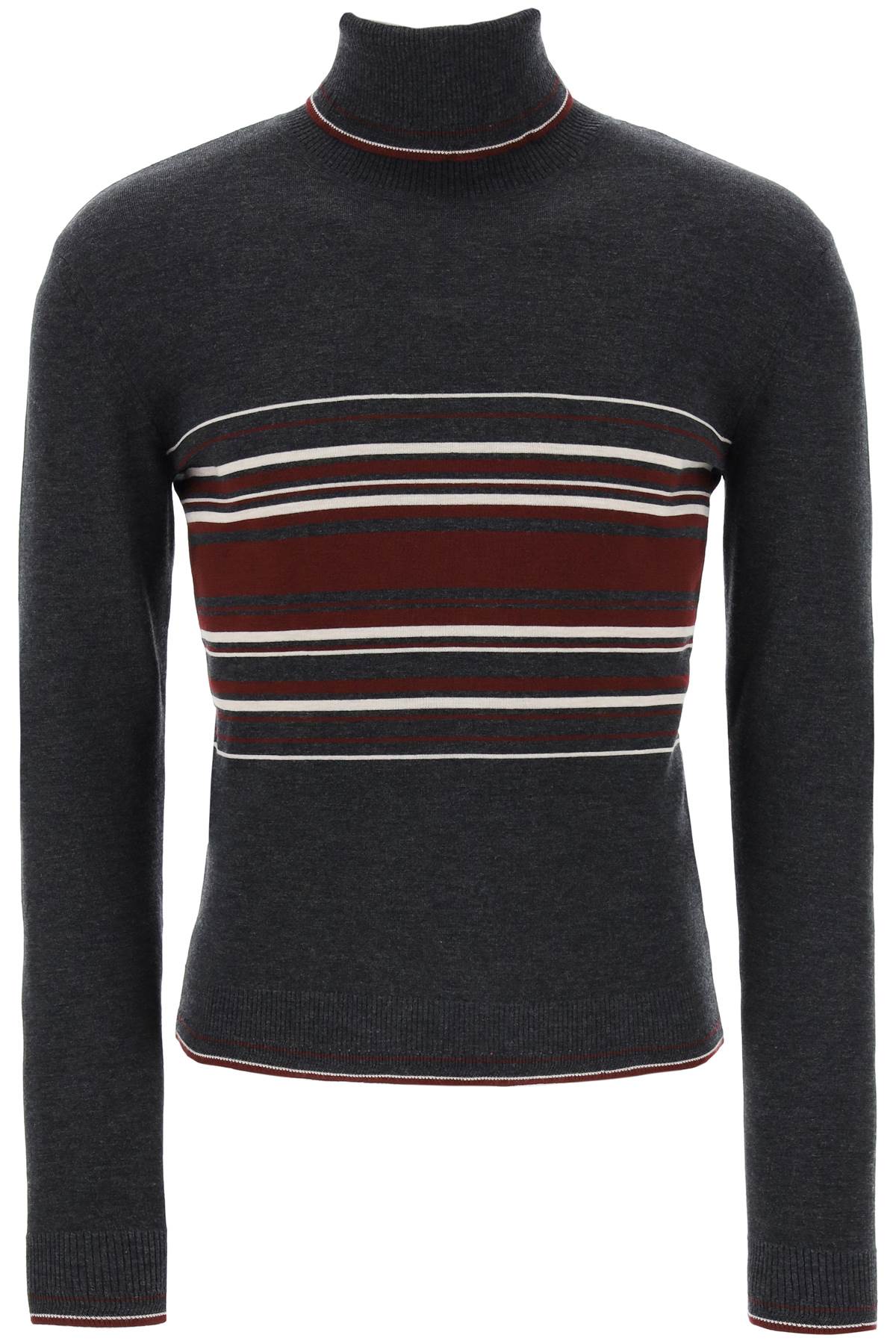 Dolce & gabbana striped wool turtleneck sweater-0