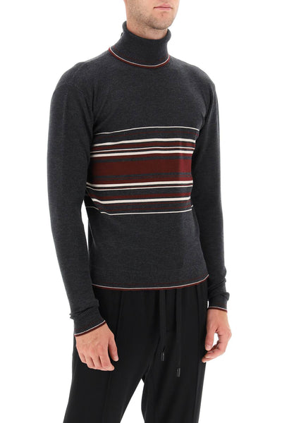 Dolce & gabbana striped wool turtleneck sweater-1