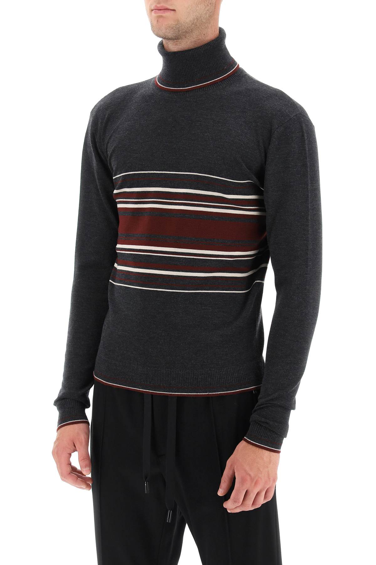 Dolce & gabbana striped wool turtleneck sweater-3