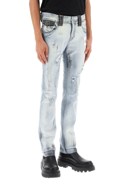 Dolce & gabbana re-edition jeans with leather detailing-1