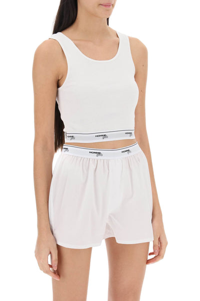 Homme girls cotton crop top with logo band-1