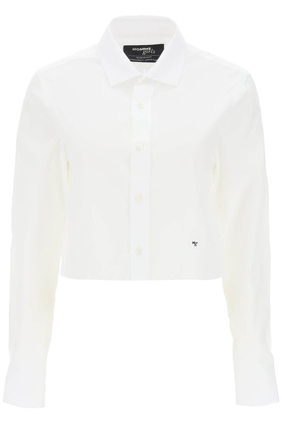 Homme girls cotton twill cropped shirt-0