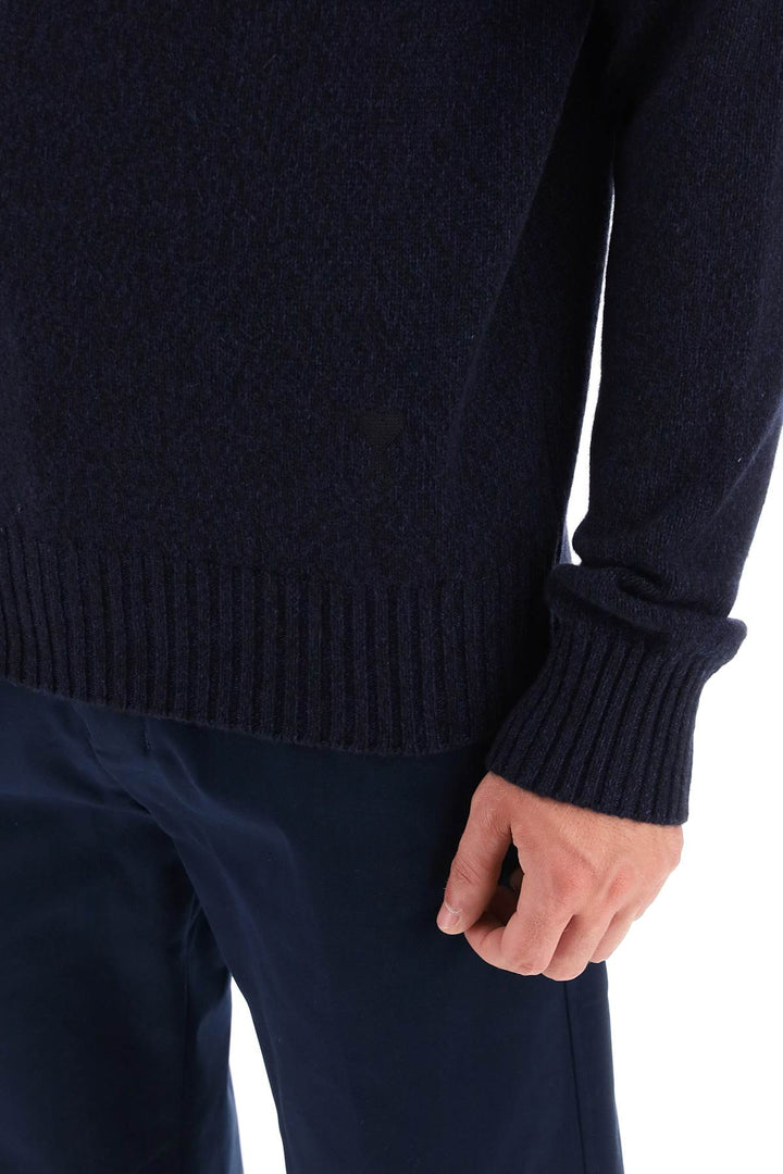 Ami paris melange-effect cashmere turtleneck sweater-3