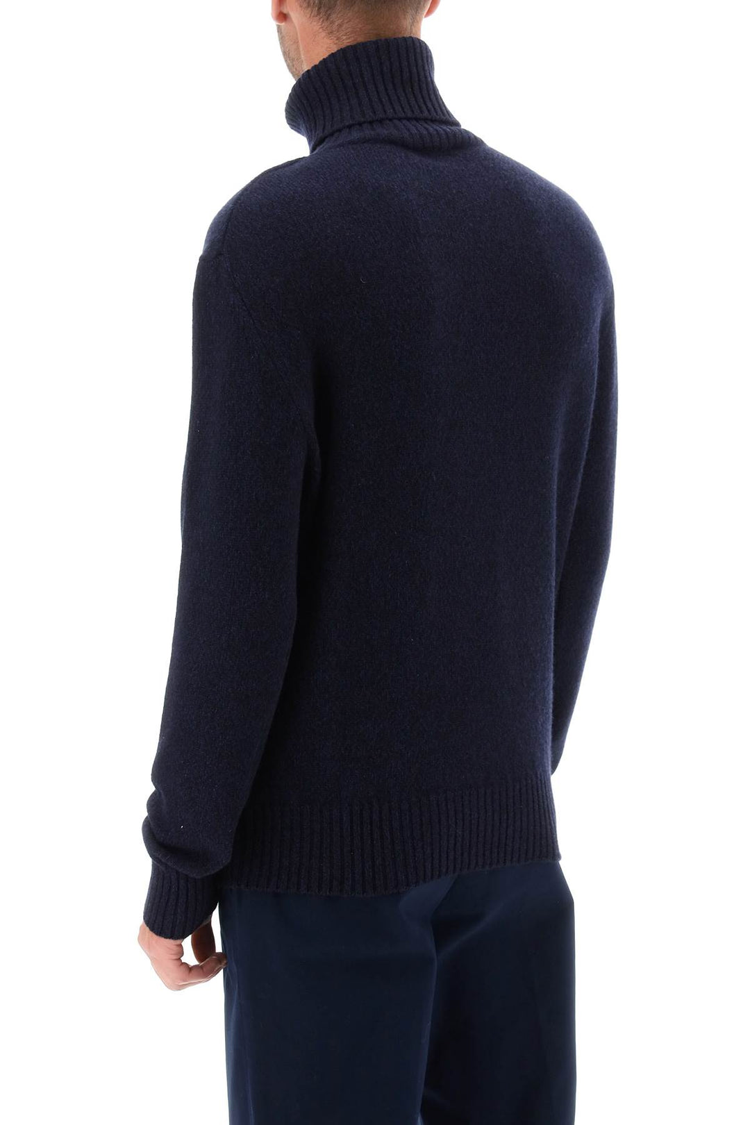 Ami paris melange-effect cashmere turtleneck sweater-2