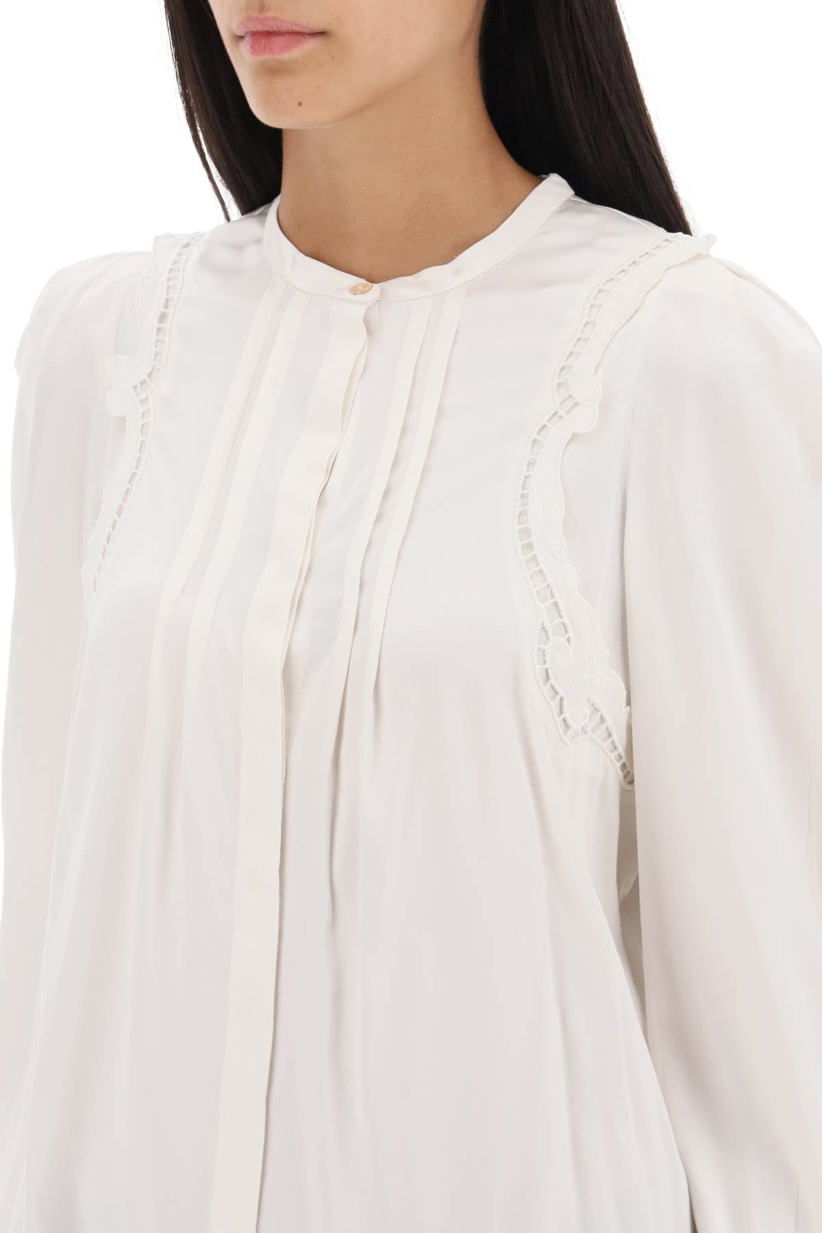Isabel marant 'joanea' satin blouse with cutwork embroideries-3