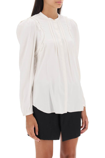 Isabel marant 'joanea' satin blouse with cutwork embroideries-1