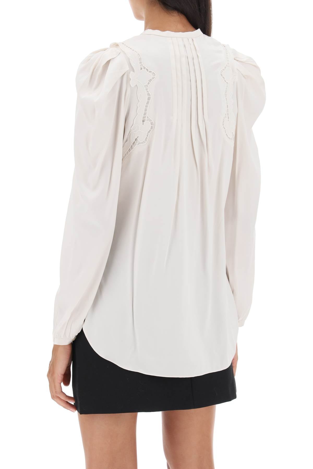 Isabel marant 'joanea' satin blouse with cutwork embroideries-2