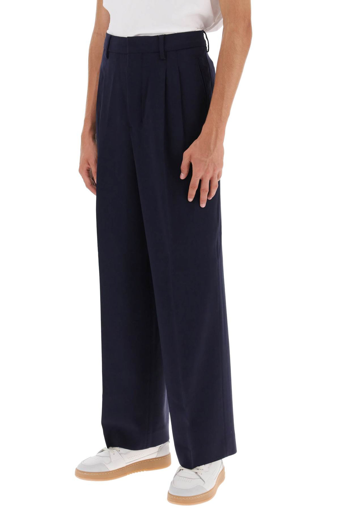 Ami paris loose fit pants with straight cut-3