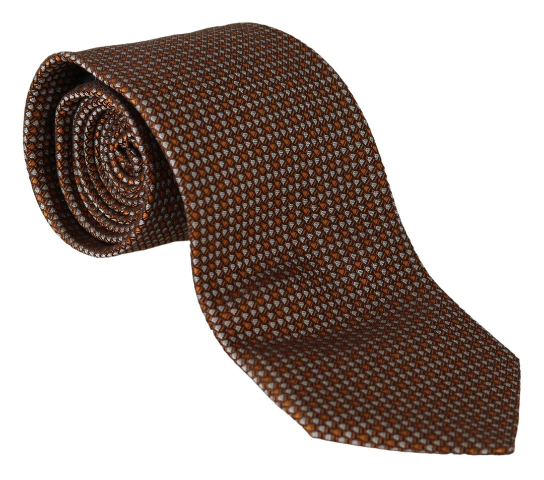 Dolce & Gabbana Brown Patterned Wide Silk Necktie #men, Accessories - New Arrivals, Brown, Dolce & Gabbana, feed-1, Ties & Bowties - Men - Accessories at SEYMAYKA