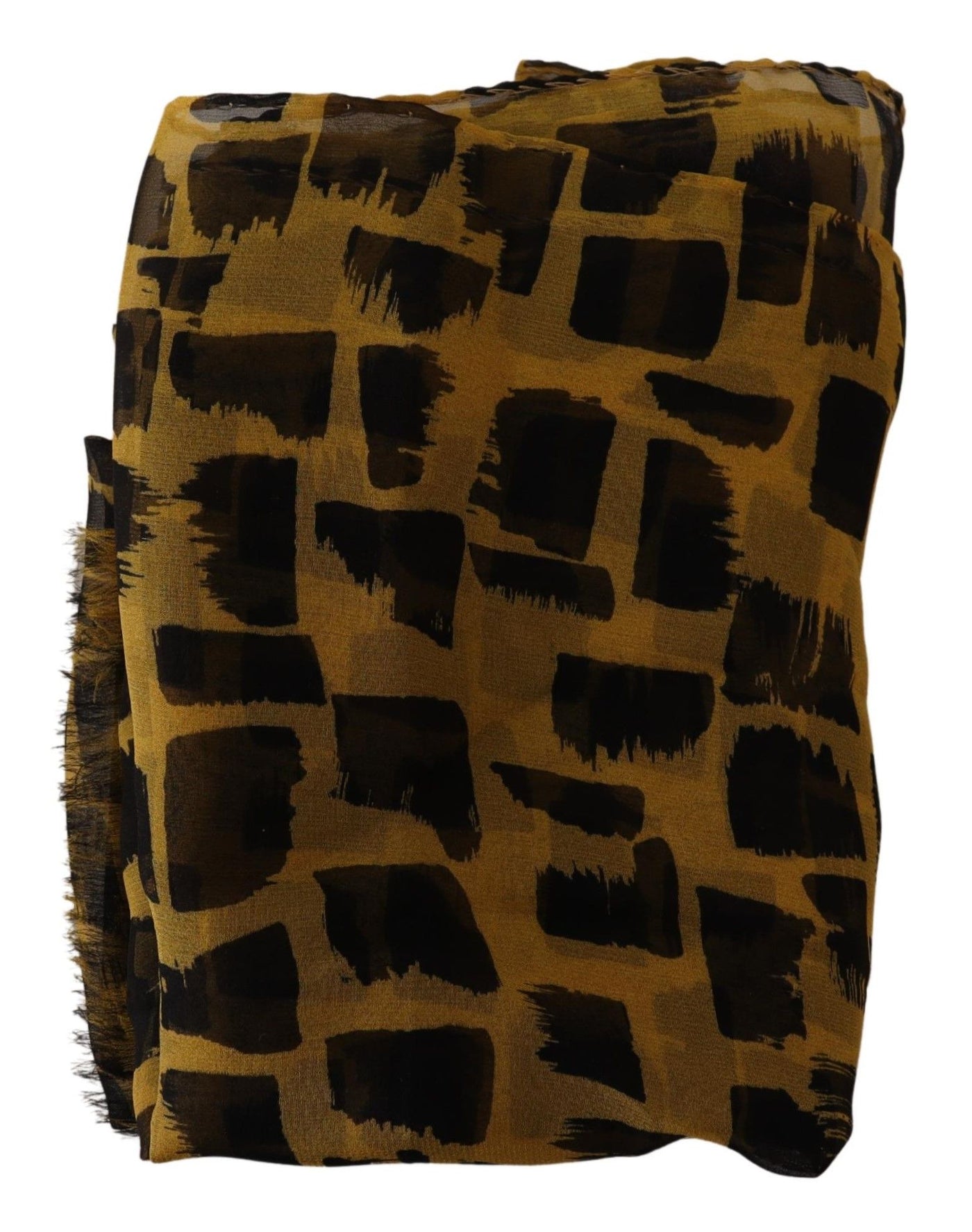 Dolce & Gabbana Yellow Patterned 100% Silk Wrap Shawl Scarf