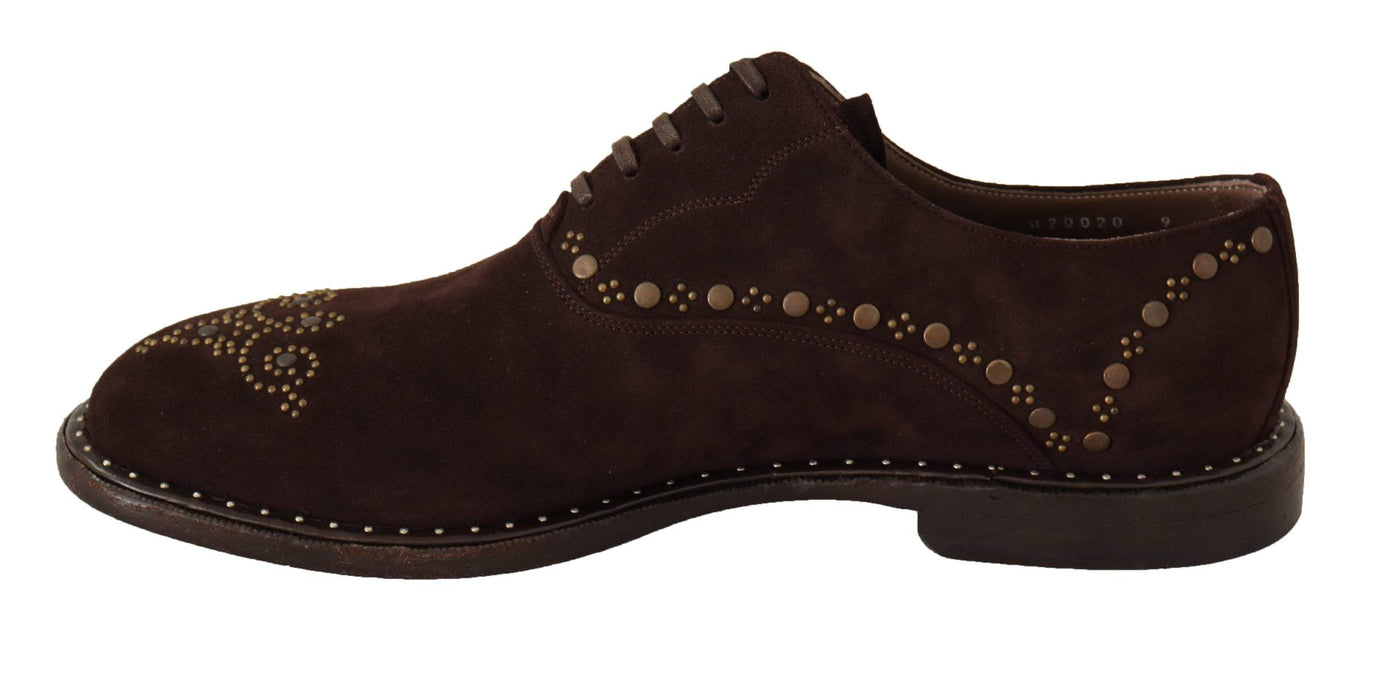 Dolce & Gabbana Brown Suede Marsala Derby Studded Shoes #men, Brown, Dolce & Gabbana, feed-agegroup-adult, feed-color-Brown, feed-gender-male, Formal - Men - Shoes, IT43 | XL at SEYMAYKA