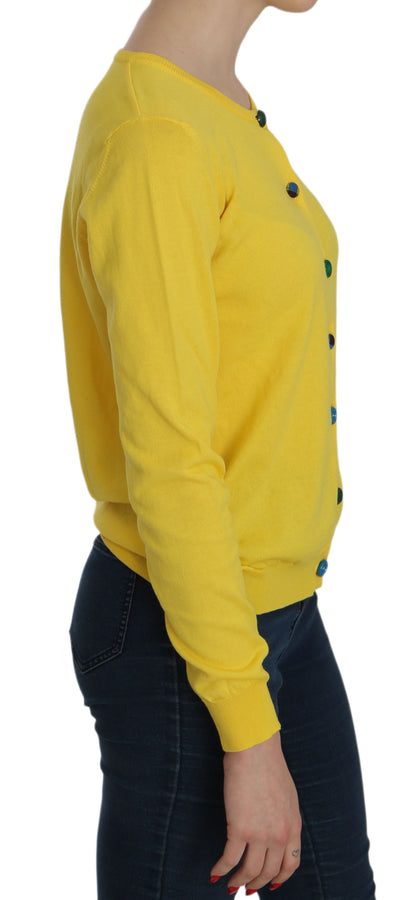 Jucca Yellow Cotton ButtonFront Long Sleeve Sweater