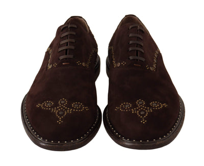 Dolce & Gabbana Brown Suede Marsala Derby Studded Shoes #men, Brown, Dolce & Gabbana, feed-agegroup-adult, feed-color-Brown, feed-gender-male, Formal - Men - Shoes, IT43 | XL at SEYMAYKA