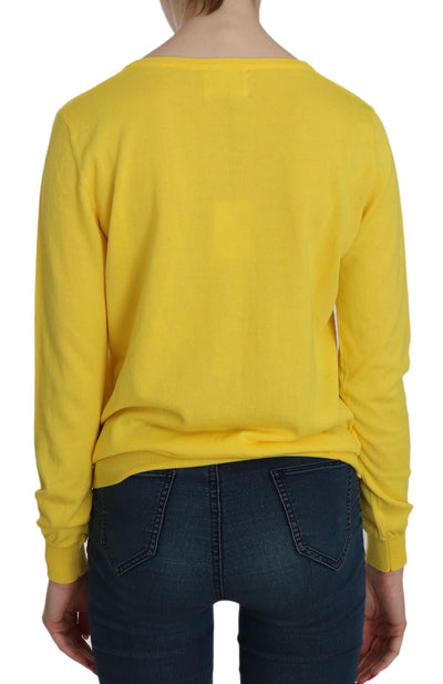 Jucca Yellow Cotton ButtonFront Long Sleeve Sweater